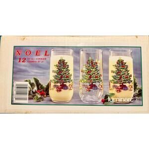 Luminarc Vtg.Noel Set Of 12Christmas Tree Drinking Glasses Holiday New W/Box